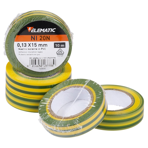 Elematic Nastro Isolante in PVC MM19X25MT Colore GIALLO/VERDE - ELEMATIC